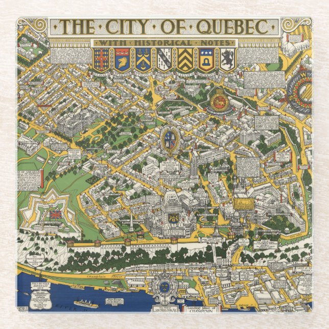 Posavasos De Vidrio Ciudad del mapa de Quebec (Anverso)