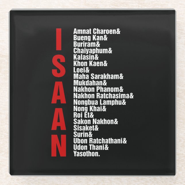 Posavasos De Vidrio Ciudades de Isaán, Tailandia (Anverso)
