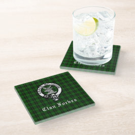 Posavasos De Vidrio Clan Forbes Tartán y placa Escudo