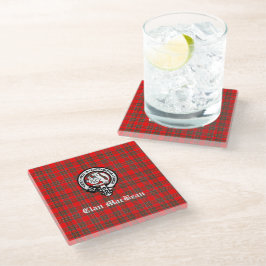 Posavasos De Vidrio Clan MacBean Escudo Badge & Tartán
