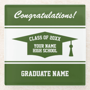 Posavasos De Vidrio Clase de 20XX personalizado de la fiesta de gradua