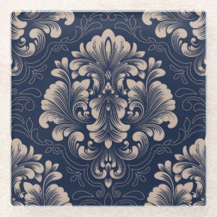 Posavasos De Vidrio Clásica Damask Seamless Textura Victoriana