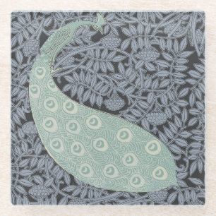 Posavasos De Vidrio Clásico de pájaro de Peacock Art Nouveau