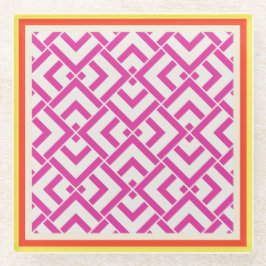 Posavasos De Vidrio Clásico exterior geométrico rosa de verano