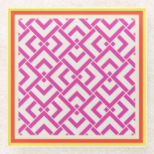 Posavasos De Vidrio Clásico exterior geométrico rosa de verano