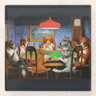 Posavasos De Vidrio Clásico Vintage Juego de Poker de Perros de Coolid