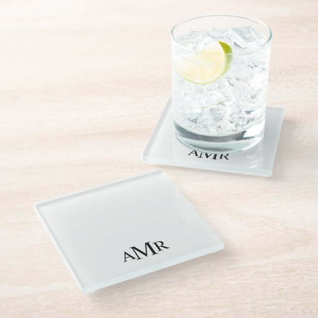 Posavasos De Vidrio Classic Personalized Monogram (Angular)