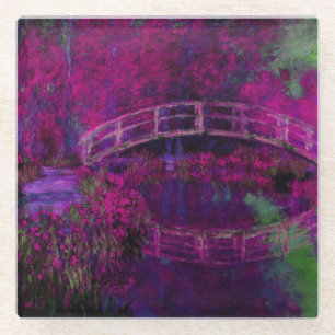 Posavasos De Vidrio Claude Monet El Puente Japonés púrpura