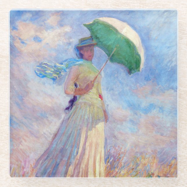 Posavasos De Vidrio Claude Monet - Mujer con Parasol a la derecha (Anverso)