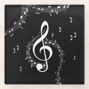 Posavasos De Vidrio Climactic G Clef Music Black