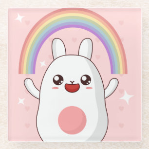Posavasos De Vidrio Clísico arcoiris de Kawaii