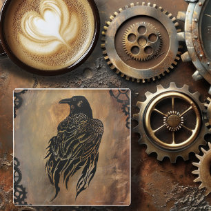 Posavasos De Vidrio Clockwork Raven