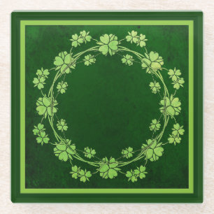 Posavasos De Vidrio Clover Wreath Green Vintage Celtic Style