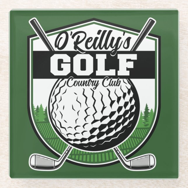 Posavasos De Vidrio Club Campestre Personalizado Golf Golf Player Pro (Anverso)