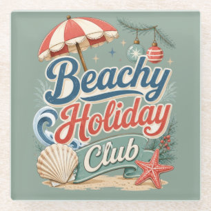 Posavasos De Vidrio Club de vacaciones playeras de Navidad costera