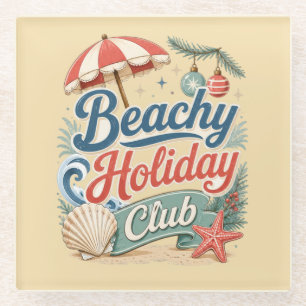 Posavasos De Vidrio Club de Vacaciones Playeras Navidades Retro Coster