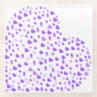 Posavasos De Vidrio Clúster de Corazón Púrpura