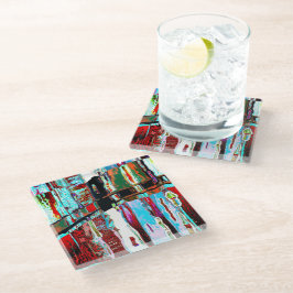 Posavasos De Vidrio Coaster – Collapse Reflection Abstract Design