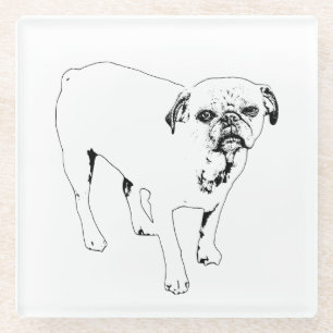 Posavasos De Vidrio Coaster de perro de línea en negrita para reunione