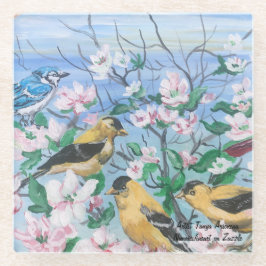 Posavasos De Vidrio Coaster de Vidrio de Pájaros Arte Acrílico Origina