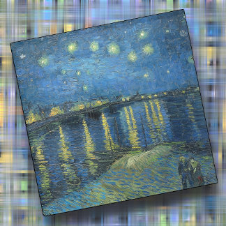 Posavasos De Vidrio COASTER DE Vidrio - "Starry Night Rhone" - van Gog