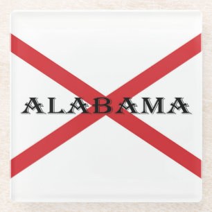 Posavasos De Vidrio Coastercn de Alabama y Bandera