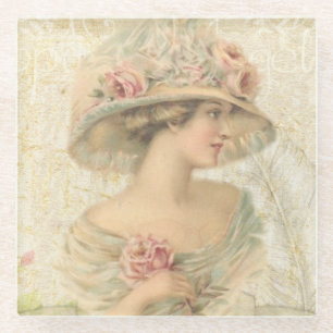 Posavasos De Vidrio Coca de Bebida de la Señora de la Vintage