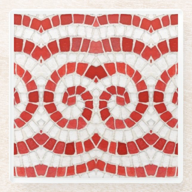 Posavasos De Vidrio Cocina de bebidas de vidrio MOSAIC ROJO IONIC (Anverso)