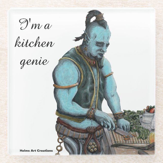 Posavasos De Vidrio Cocina Genie Cocina Magia Fantasía Vidrio (Anverso)