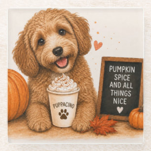 Posavasos De Vidrio Cockapoo Café de Calabaza y Especias para Perritos