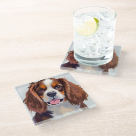 Posavasos De Vidrio Cocker Spaniel | Pintura de mascota en acuarela de