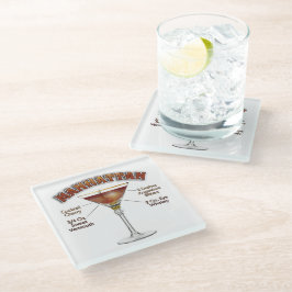 Posavasos De Vidrio Cocktail Receta de arte de Manhattan