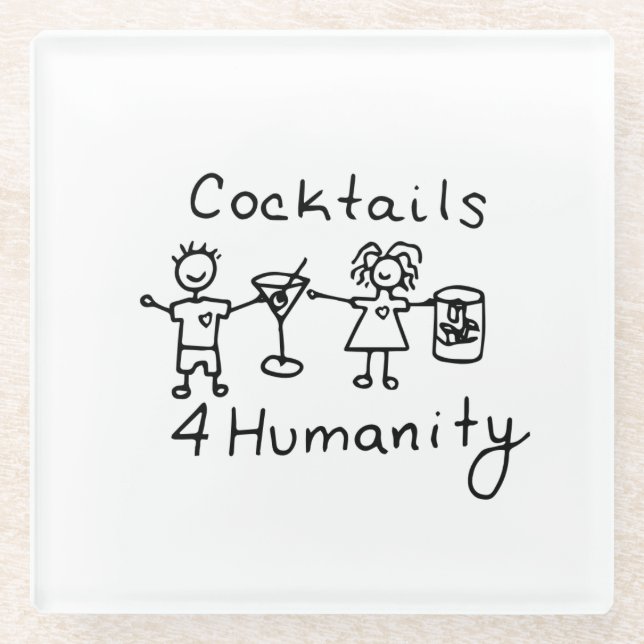 Posavasos De Vidrio Cocktails4Humanity Coaster (Anverso)