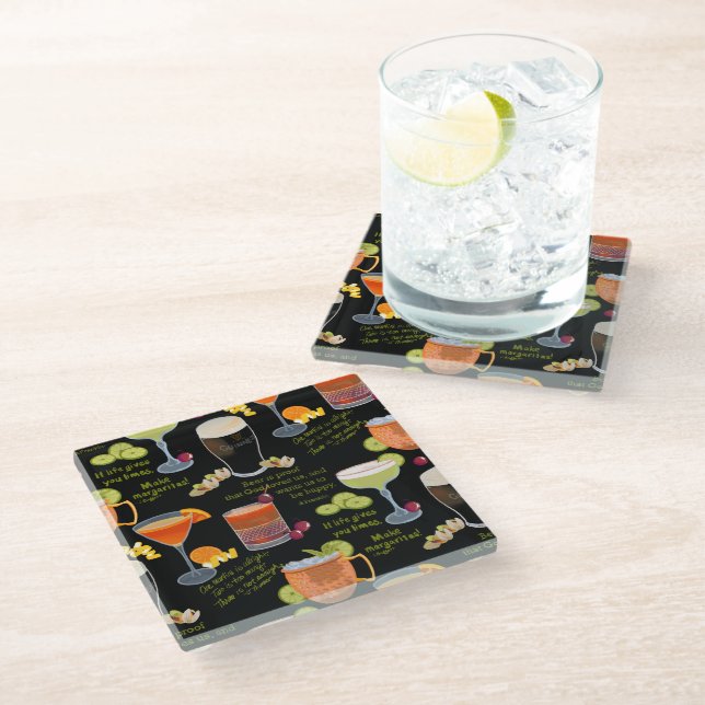 Posavasos De Vidrio Cócteles y contemplación (Angular)