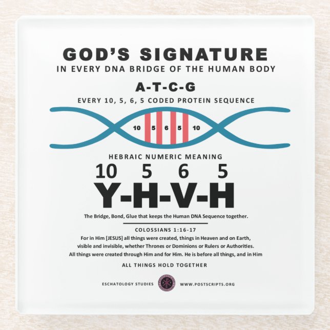 Posavasos De Vidrio Código ADN-YHVH (Anverso)