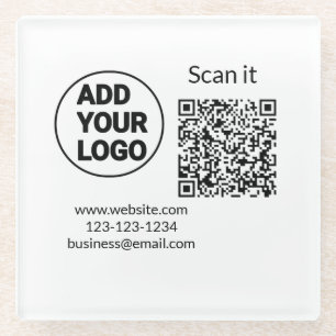 Posavasos De Vidrio código q r simple añadir logotipo código de explor