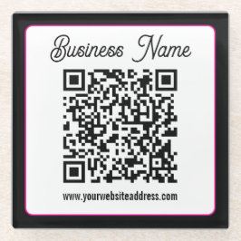 Posavasos De Vidrio Código QR con letra cursiva de guión