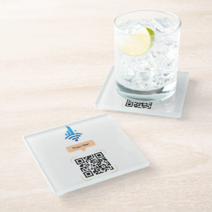 Posavasos De Vidrio Código QR de Wi-Fi gratuito simple