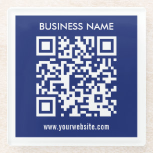 Posavasos De Vidrio Código QR editable (generado al instante) Azul M