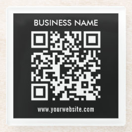 Posavasos De Vidrio Código QR editable (generado al instante) | Negro