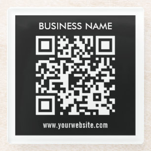 Posavasos De Vidrio Código QR editable (generado al instante) Negro