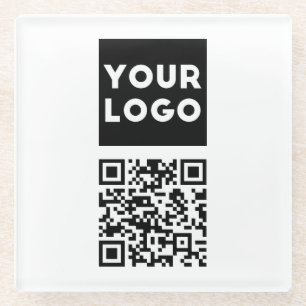 Posavasos De Vidrio Código QR editable y logotipo o imagen de su empre