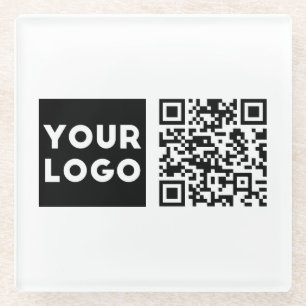 Posavasos De Vidrio Código QR editable y logotipo o imagen de su empre