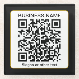 Posavasos De Vidrio Código QR escaneable editable + su nombre comercia