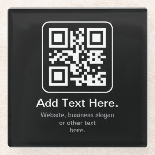 Posavasos De Vidrio Código QR escaneable moderno Blanco, negro y gri