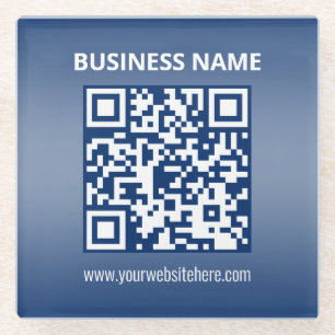 Posavasos De Vidrio Código QR Gradiente Azul (o cualquier color)