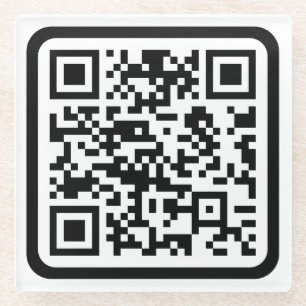 Posavasos De Vidrio Código QR moderno editable   Blanco negro o cualqu
