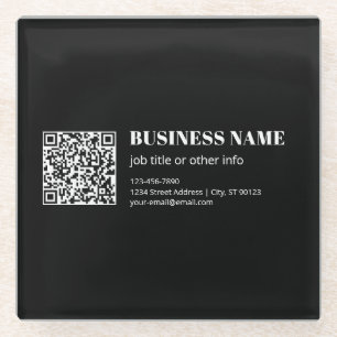 Posavasos De Vidrio Código QR personalizado y texto retro-moderno edit