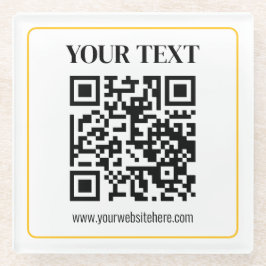 Posavasos De Vidrio Código QR y texto editables con borde de oro amari