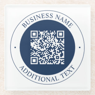 Posavasos De Vidrio Código QR y texto personalizables Azul marino os